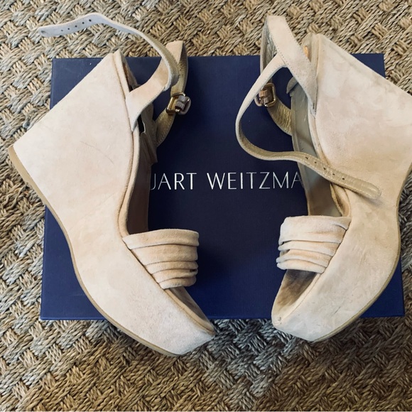 Stuart Weitzman Tan Wedge Sandals